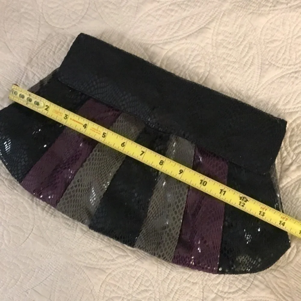 Clutch Purse, Purple Black Grey, Soft Material  14” x 8.5”